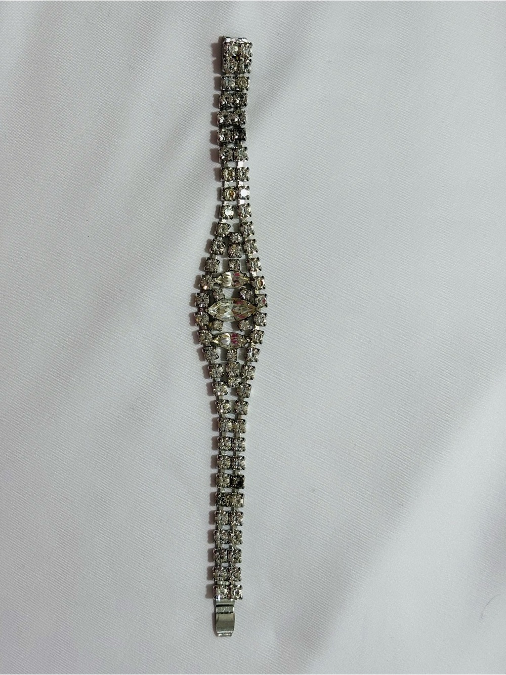 Silver-Tone Rhinestone Bracelet 7” - Picture 3 of 3